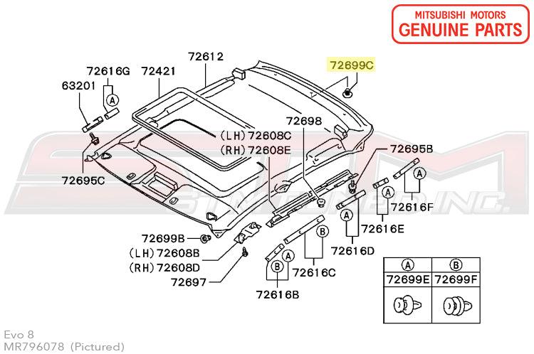 Mitsubishi Headliner Push Clip - Evo 7/8/9
