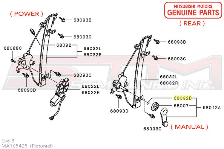 Mitsubishi Manual RS Window Regulator Clip - Evo 8/9