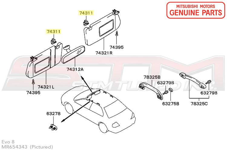 Mitsubishi Sun Visor Grip - Evo 8/9