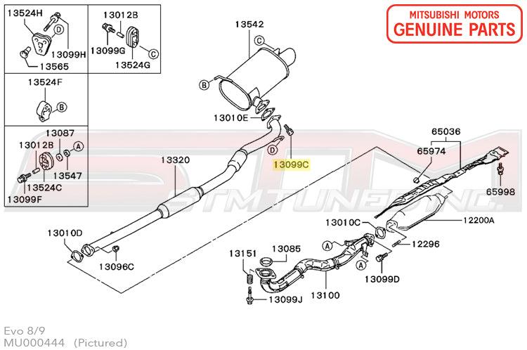 Mitsubishi Exhaust Pipe to Muffler Bolt - Evo 8/9