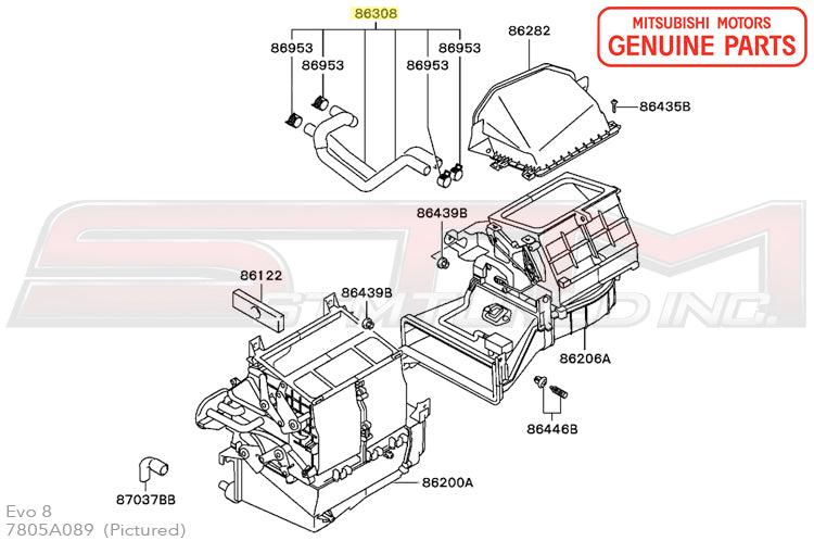 Mitsubishi OEM Heater Hose Kits for Evo 8 and Evo 9
