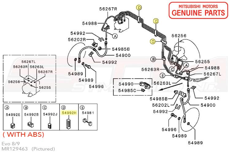 Mitsubishi Brake Fluid Line Clip (D) ABS for Evo 8/9 (MR129463)
